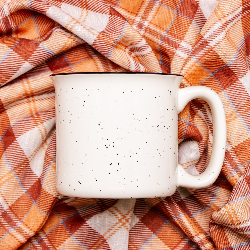 Hanging on by a thread - camp mug